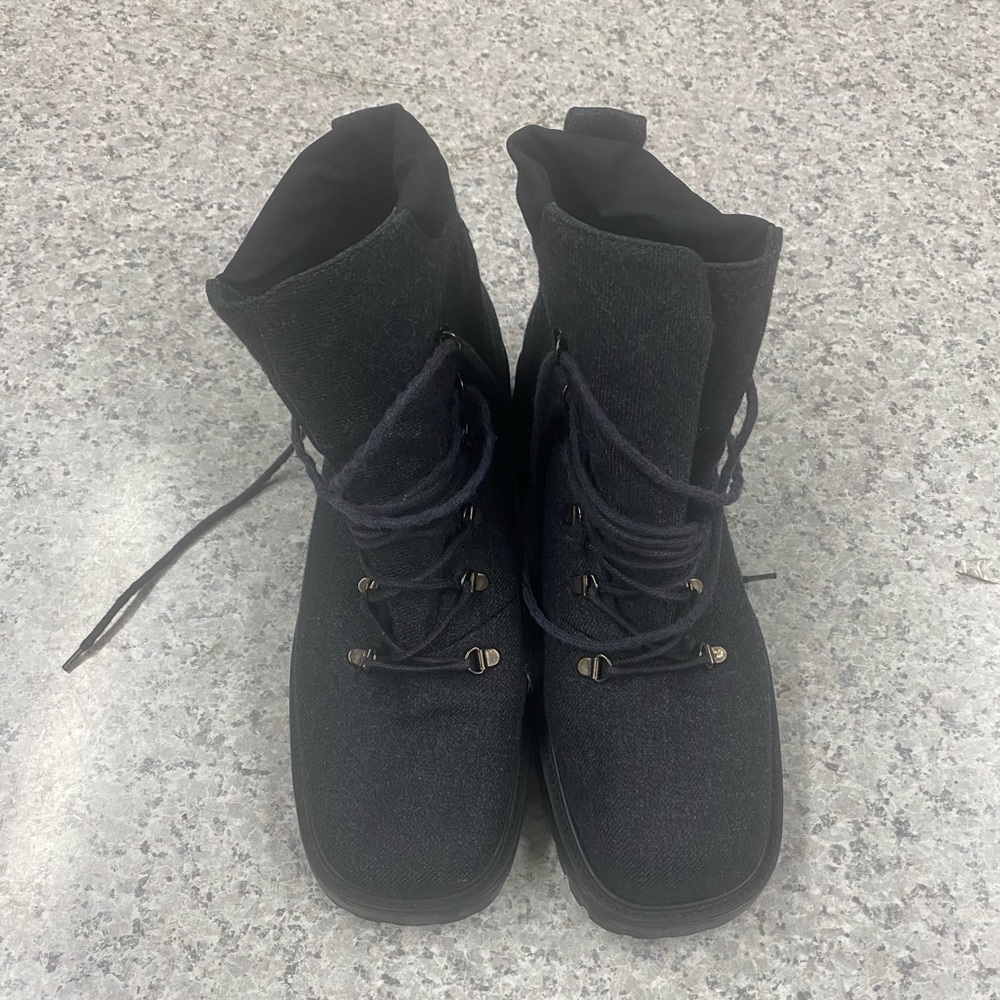 STUART WEITZMAN ankle combat boots wool/leather black/grey women’s Size 7.5